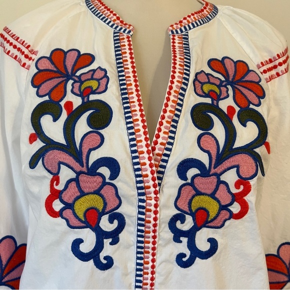 Boden Embroidered Peasant Blouse 100% Cotton Size 6 medium - Picture 2 of 8